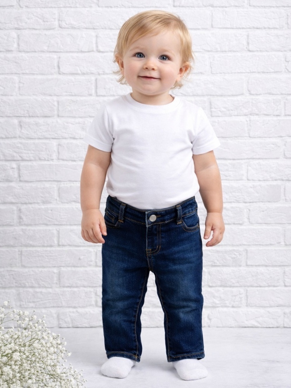 7 For All Mankind Infant Dark Blue Jeans with Snap Fly Size 24M